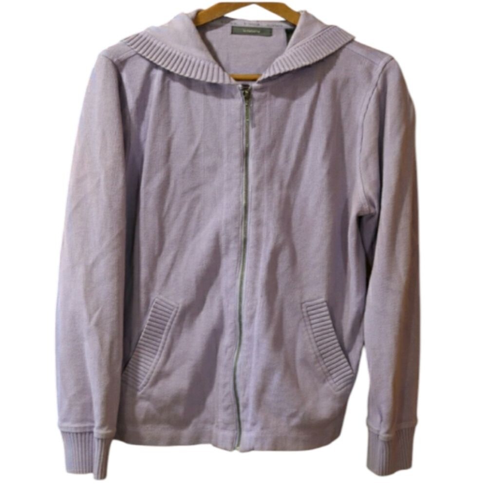 Liz Claiborne Lavender Full Zip Hooded Track Jacket Sweater Medium